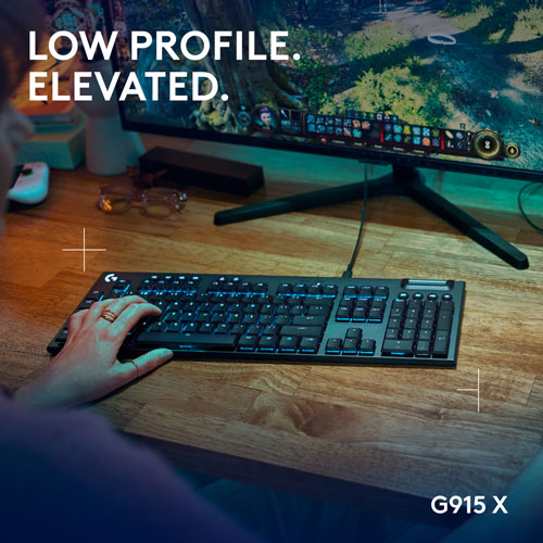 Clavier de jeu pleine grandeur avec fil rétroéclairé à commutateurs mécaniques linéaires GL G915 X de Logitech - Noir