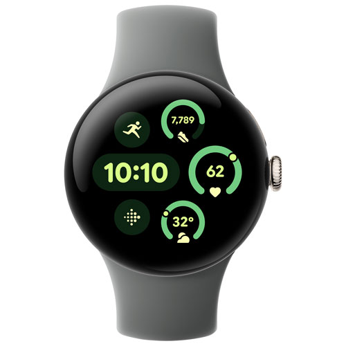 Montre Pixel Watch 3 de Google avec boîtier de 41 mm en aluminium champagne doré et bracelet sport vert lichen, avec TELUS - Financement mensuel