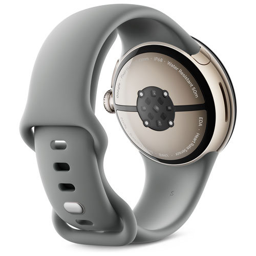 Montre Pixel Watch 3 de Google avec boîtier de 41 mm en aluminium champagne doré et bracelet sport vert lichen, avec TELUS - Financement mensuel