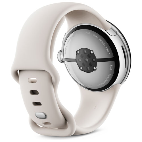 Montre Pixel Watch 3 de Google (LTE + GPS) avec boîtier de 45 mm en aluminium argenté poli et bracelet sport porcelaine, avec TELUS - Financement mensuel