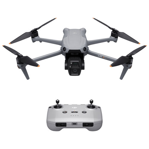 Drone quadricoptère Air 3S avec caméra et manette de DJI - Gris