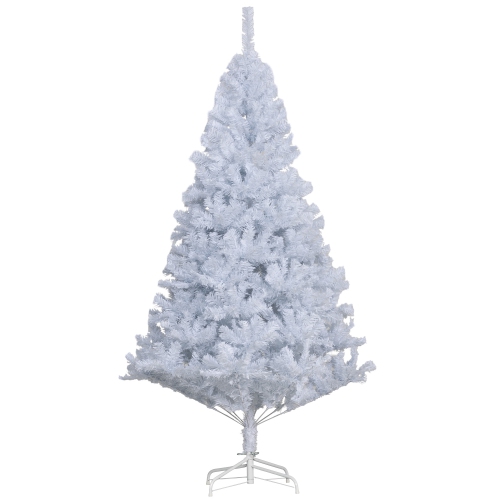 HOMCOM 6ft Artificial Christmas Tree with 928 Branch Tips and Metal Stand, Xmas Tree for Home Indoor Holiday, White