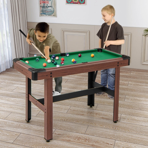 Costway 48" Pool Table for Kids & Adults with Full Set of Balls 2 Cue Sticks 2 Chalks