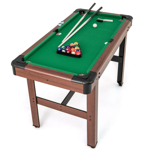 Costway 48" Pool Table for Kids & Adults with Full Set of Balls 2 Cue Sticks 2 Chalks