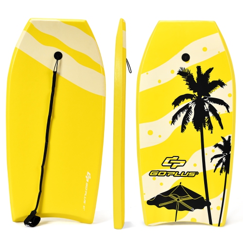 Goplus Body Board 36'' Super Lightweight Surfing Board W/ Leash XPE Deck EPS Core