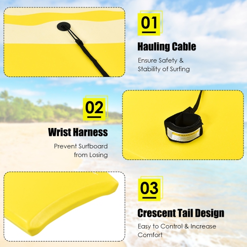 Planche de surf ultralégère de 36 po avec centre EPS Leash XPE Deck de Goplus