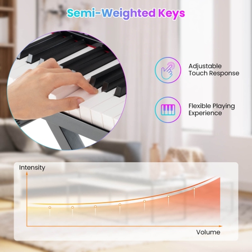 Costway 61-Key Electric Piano Keyboard for Beginners with Adjustable Stand & Stool