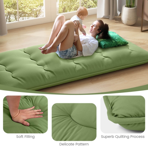 Costway Twin Futon Mattress Japanese Floor Sleeping Pad Washable Cover Carry Bag Green