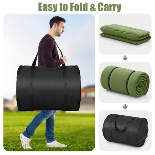 Costway Full Futon Mattress Japanese Floor Pad Washable Cover Carry Bag Green