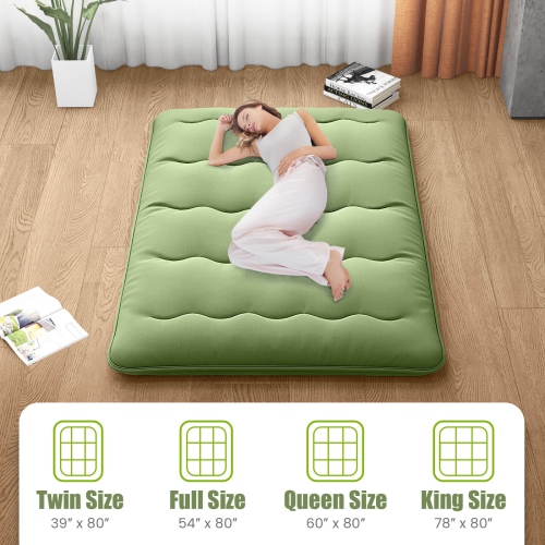 Costway Full Futon Mattress Japanese Floor Pad Washable Cover Carry Bag Green