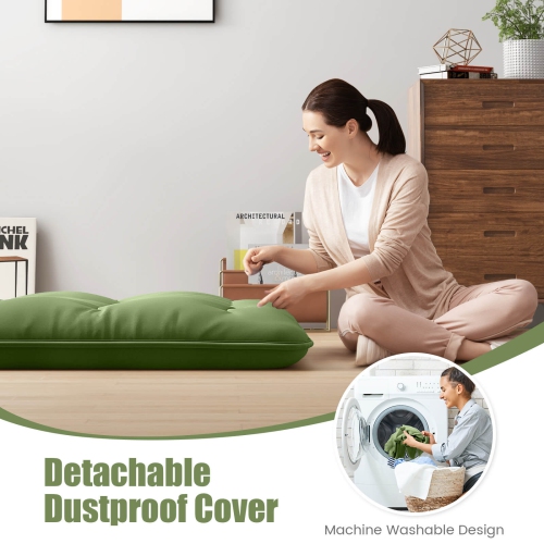 Costway Full Futon Mattress Japanese Floor Pad Washable Cover Carry Bag Green