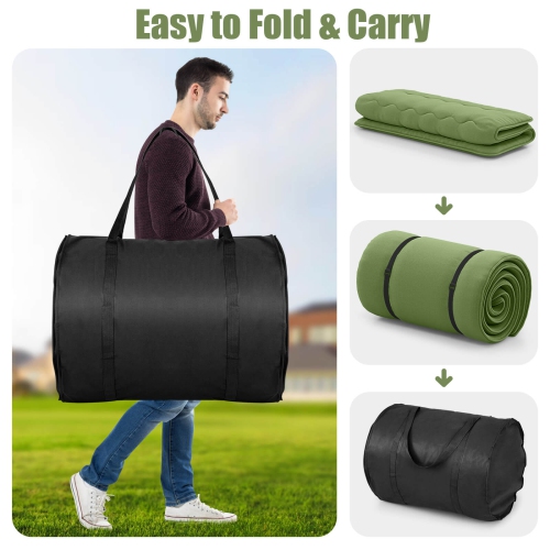 Costway Queen Futon Mattress Japanese Floor Pad Washable Cover Carry Bag Green