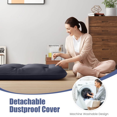 Matelas de futon japonais de Costway pour lit simple/grand lit Housse lavable Sac de transport noir