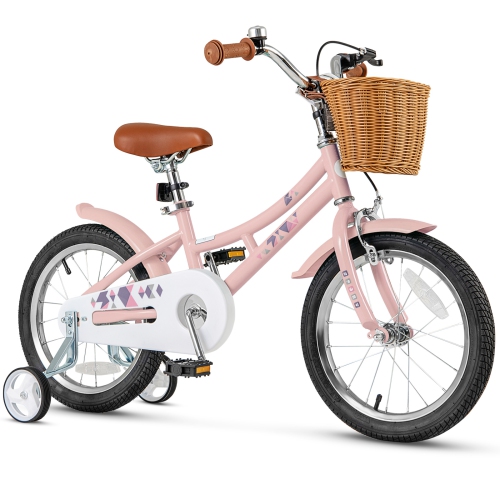 Gymax 16'' Kids Bike w/ Height Adjustable Handlebar Seat Basket Bell Training Wheels