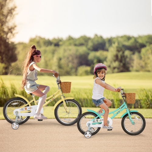 Gymax 16'' Kids Bike w/ Height Adjustable Handlebar Seat Basket Bell Training Wheels