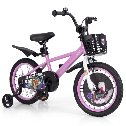 GYMAX  16" Kid's Bike for 4-7 W/ Height-Adjustable Handlebar & Saddle Handbrake