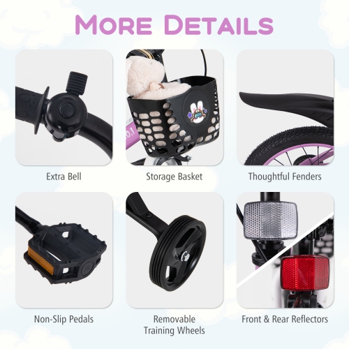 Gymax 16'' Kid's Bike for 4-7 w/ Height-Adjustable Handlebar & Saddle Handbrake