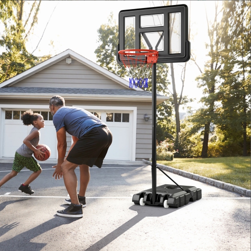 Gymax 4.4-10 FT Portable Basketball Hoop w/ 44'' Shatterproof Backboard Fillable Base