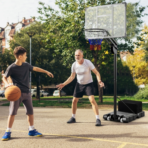 Gymax Portable Basketball Hoop System 4.9-10 FT Adjustable w/ Weight Bag Wheels Outdoor