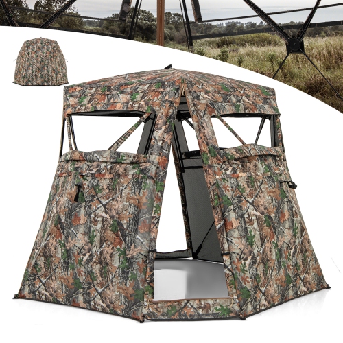 Gymax 3 in 1 Multifunctional Hunting Blind w/ Skylight Roof Cover Carrying Bag stakes