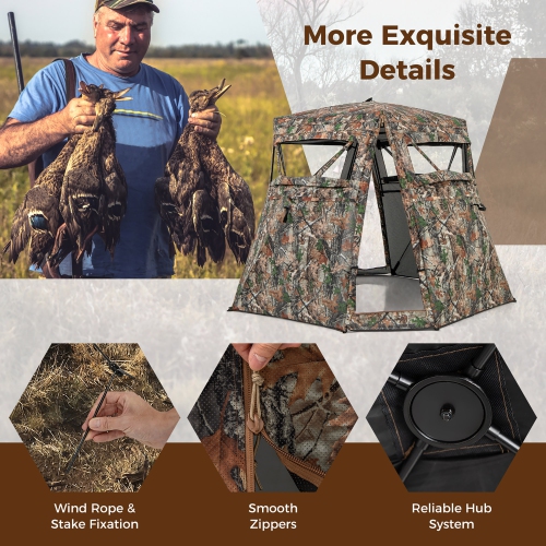 Gymax 3 in 1 Multifunctional Hunting Blind w/ Skylight Roof Cover Carrying Bag stakes