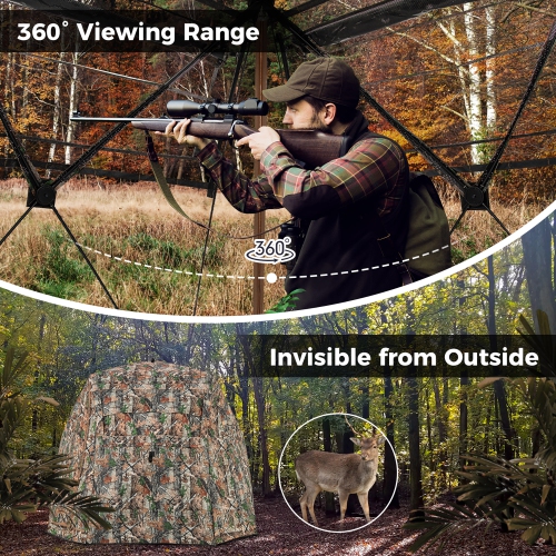 Gymax 3 in 1 Multifunctional Hunting Blind w/ Skylight Roof Cover Carrying Bag stakes