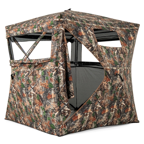 Gymax Camouflage Hunting Blind for 3-4 People w/270° Viewing Range Carrying Bag