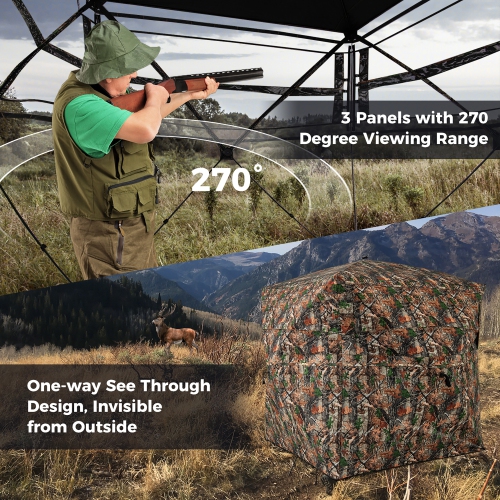 Gymax Camouflage Hunting Blind for 3-4 People w/270° Viewing Range Carrying Bag