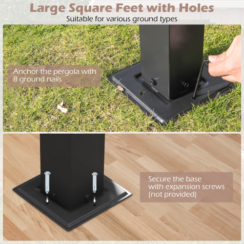 Gymax 10 x 10 ft Flat Top Pergola w/ Retractable Canopy Outdoor Grill Gazebo