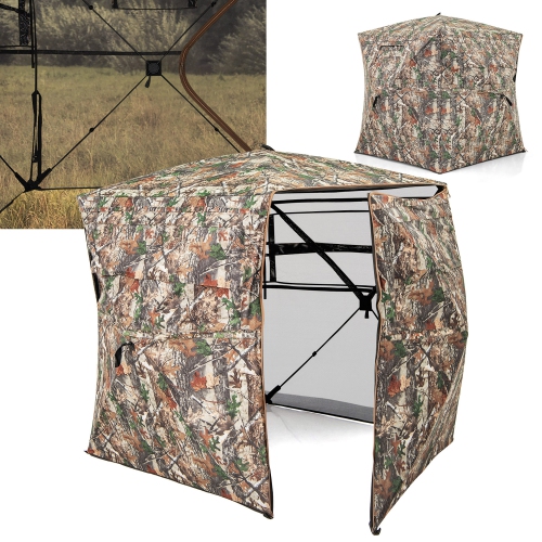 Gymax 360° One-Way See-Through Hunting Blind w/ Full-Open Door Portable Carry Bag