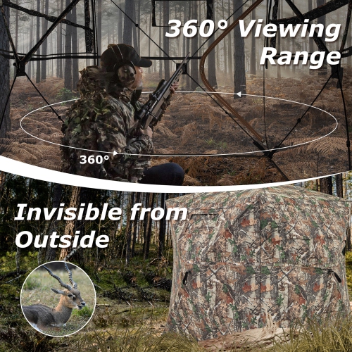 Gymax 360° One-Way See-Through Hunting Blind w/ Full-Open Door Portable Carry Bag