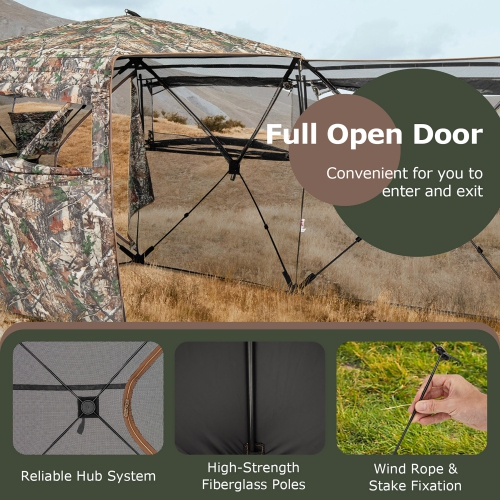 Gymax 360° One-Way See-Through Hunting Blind w/ Full-Open Door Portable Carry Bag