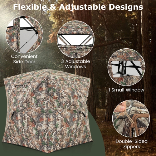 Gymax 360° One-Way See-Through Hunting Blind w/ Full-Open Door Portable Carry Bag