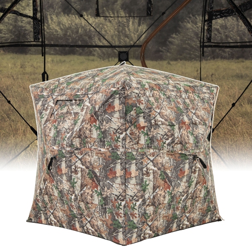 Gymax 360° One-Way See-Through Hunting Blind w/ Full-Open Door Portable Carry Bag