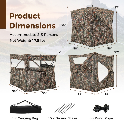 Gymax 3 in 1 Multifunctional Hunting Blind w/ Skylight Roof Cover Carrying Bag