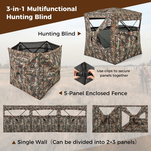 Gymax 3 in 1 Multifunctional Hunting Blind w/ Skylight Roof Cover Carrying Bag