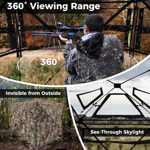 Gymax 3 in 1 Multifunctional Hunting Blind w/ Skylight Roof Cover Carrying Bag