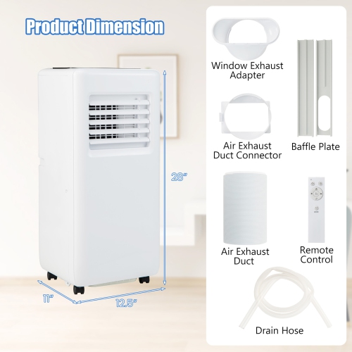 Gymax Portable Air Conditioner w/ Remote Control 3-in-1 Portable AC Unit w/ Fan & Dehumidifier