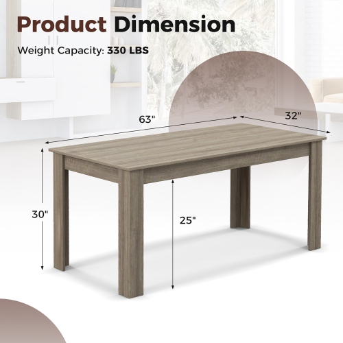 Gymax 63'' Dining Table Rectangular Modern Kitchen Table For 6 People Home Furniture