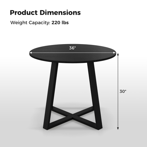 Gymax 36'' Round Wooden Dining Table for 4 w/ Pedestal Base Solid Rubber Wood Frame