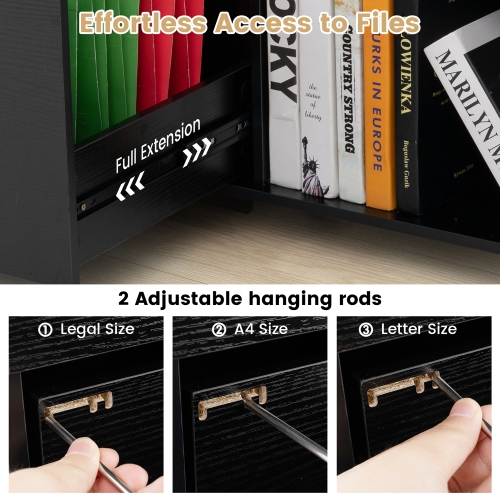 Gymax 3-Drawer Mobile File Cabinet w/ Open Adjustable Storage Shelf for Home Office