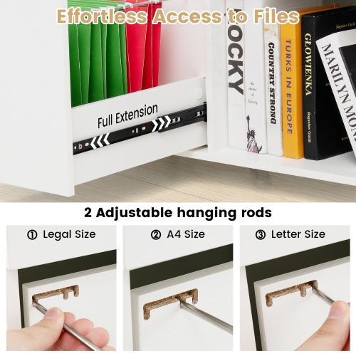 Gymax 3-Drawer Mobile File Cabinet w/ Open Adjustable Storage Shelf for Home Office