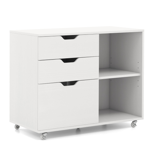 Gymax 3-Drawer Mobile File Cabinet w/ Open Adjustable Storage Shelf for Home Office