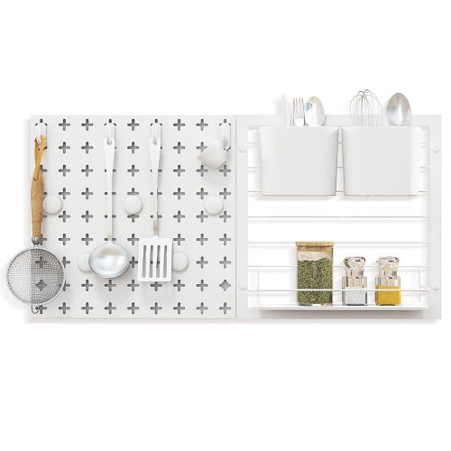 Gymax Pegboard Combination Kit Wall Organizer Kit w/ 2 Pegboard Panels for Office