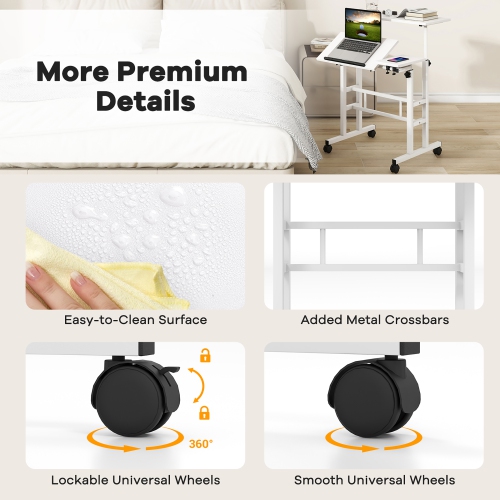 Gymax Adjustable Computer Desk Mobile Stand up Desk Tilting Workstation