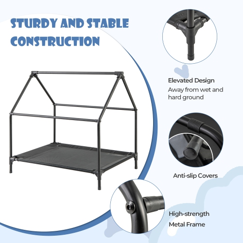 Gymax 36'' Elevated Dog House for Small Breeds Large Pet House w/ Ventilated Windows