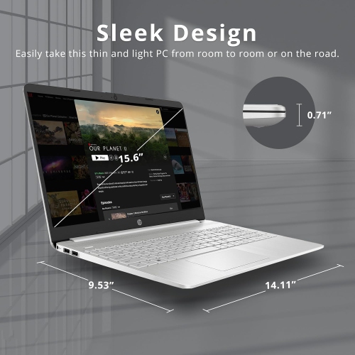HP 15.6" HD Student Laptop, Intel i3-1115G4, 2TB PCIe SSD, 32GB RAM, Intel UHD Graphics, 720p HD Webcam, Full Size Keyboard, Wi-Fi, Win 11, Silver,