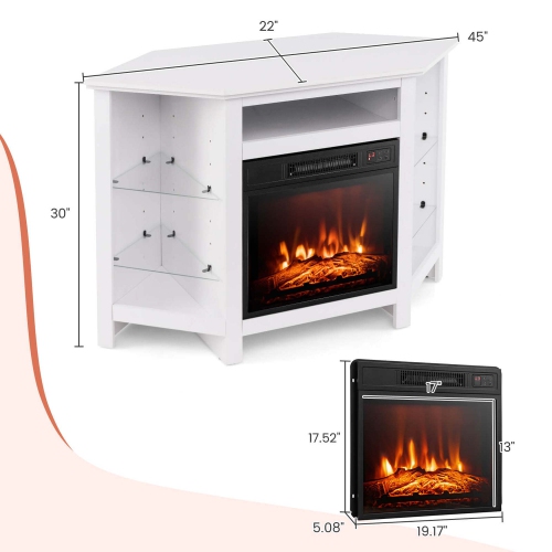 Meuble avec foyer de Costway pour téléviseur de 50 po ou moins avec éclairage DEL et foyer électrique de 18 po