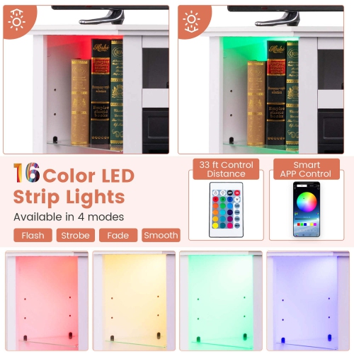 Meuble avec foyer de Costway pour téléviseur de 50 po ou moins avec éclairage DEL et foyer électrique de 18 po