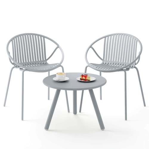 Costway 3 Pieces Bistro Set All Weather PP Patio Conversation Set with Round Coffee table